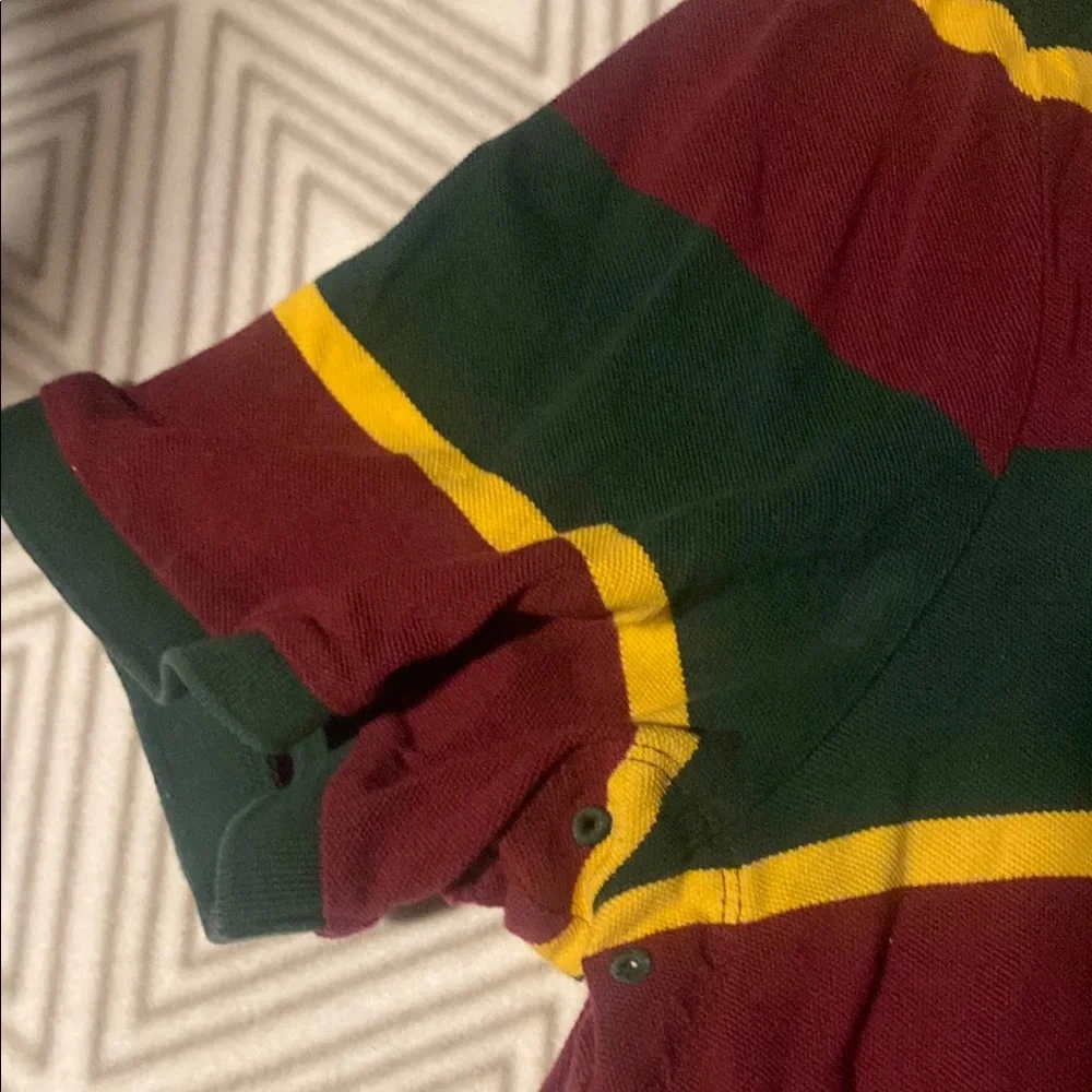 Polo by Ralph Lauren Men's‎ Striped Rugby Shirt - Burgundy, Green, Yellow